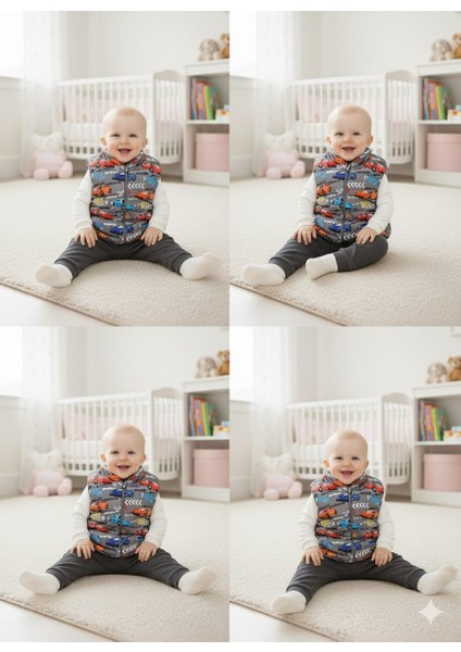 Laura Baby Renkli Araba Desenli Erkek Bebek/çocuk Şişme Yelek