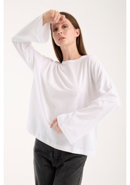 Kadın Oversize %100 Pamuk Triko Bluz – Rahat Kalıp ve Modern Tasarım 3011