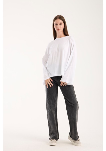 Kadın Oversize %100 Pamuk Triko Bluz – Rahat Kalıp ve Modern Tasarım 3011