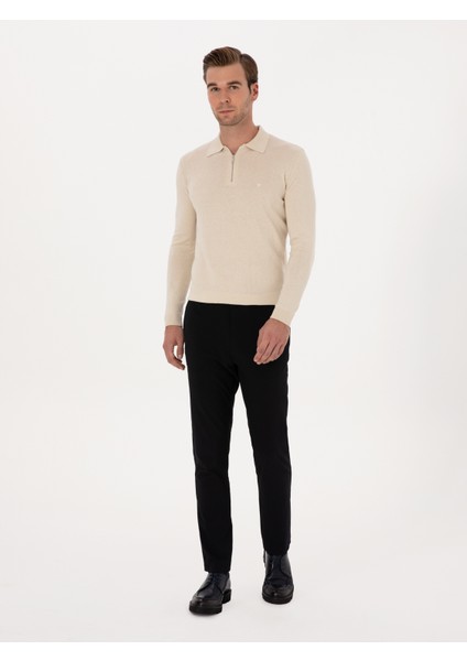 Erkek Lacivert Slim Fit Basic Kanvas Pantolon 50314091-VR033