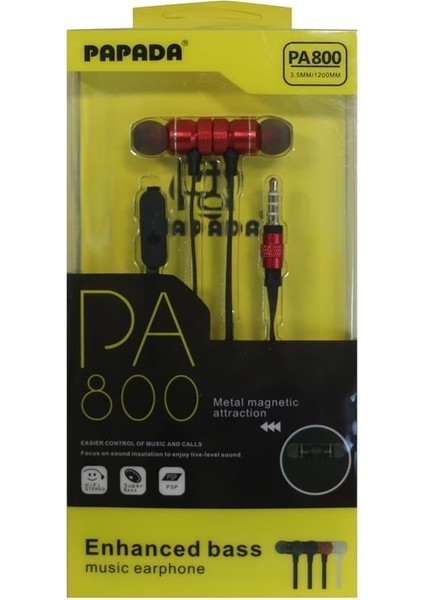 Papada PA800 Kırmızı Renk Mikrofonlu Mıknatıslı Kulaklık