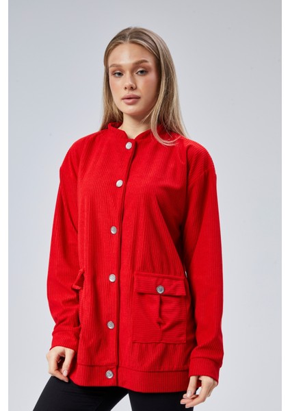 Fitilli Kadife Kumaş Çift Cepli Düğmeli Spor Ceket fiyatları