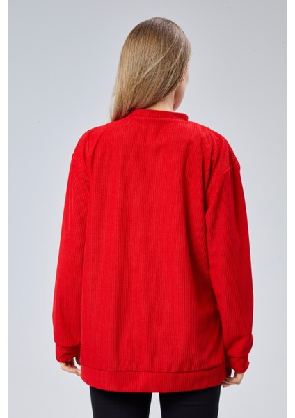 Fitilli Kadife Kumaş Çift Cepli Düğmeli Spor Ceket