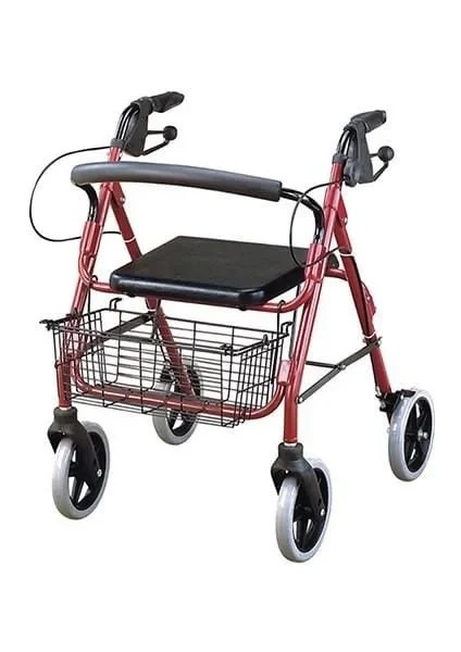 Katlanabilir Frenli Rollatör | Ayarlanabilir Yükseklik ve Oturma Alanıyla Güvenli Yürüme Desteği