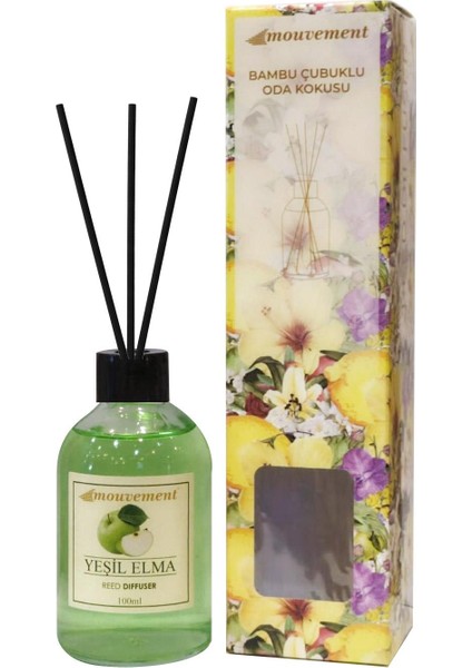 100 ml Yeşil Elma Çubuklu Oda Kokusu – Dinamik ve Canlı Koku