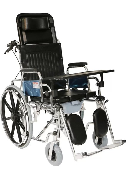 Poylin Banyo Tuvalet Sandalyesi | Sırt Yatar, Ayak Kalkar, Katlanabilir Çelik Gövde P615