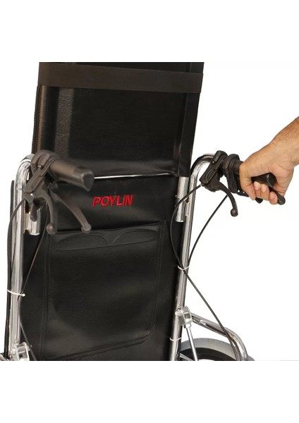 Poylin Banyo Tuvalet Sandalyesi | Sırt Yatar, Ayak Kalkar, Katlanabilir Çelik Gövde P615