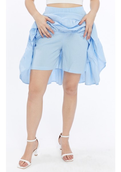 %100 Pamuk Kumaş Midi Boy Şort Etek
