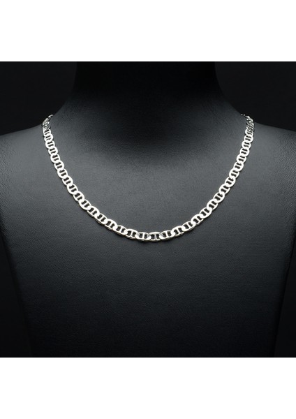 100 Mikron Rodyum Barlı Gümüş Zincir