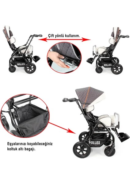 Wollex Trıo Cp Engelli Puseti | Ayarlanabilir Yapısı ve Katlanabilir Şasesiyle Taşınabilir Cp 8901-16