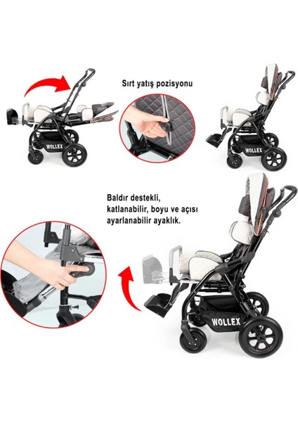Wollex Trıo Cp Engelli Puseti | Ayarlanabilir Yapısı ve Katlanabilir Şasesiyle Taşınabilir Cp 8901-16