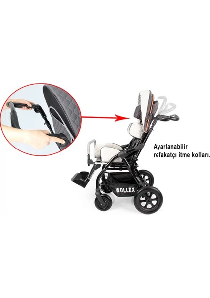 Wollex Trıo Cp Engelli Puseti | Ayarlanabilir Yapısı ve Katlanabilir Şasesiyle Taşınabilir Cp 8901-16