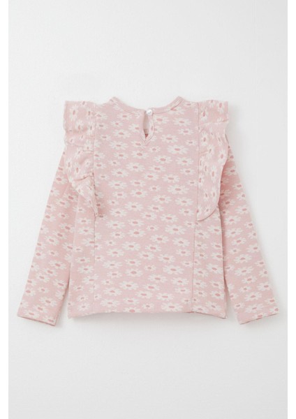 Kız Çocuk Taytlı Takım Çiçek Desenli Fırfırlı Pembe 3-7 Yaş fırsatları