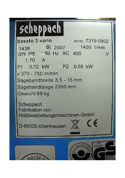 Şerit Testere Tezgahı Basa3 610X1030X1640MM Scheppach fırsatları