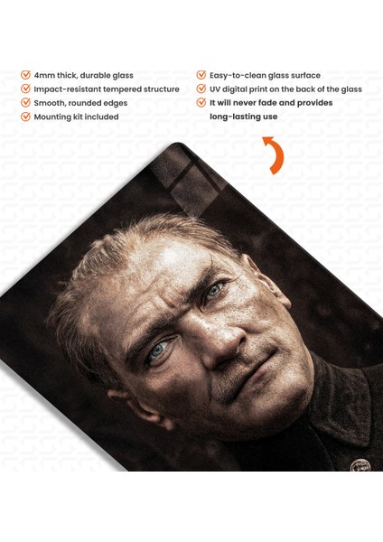 Istiklal – Mustafa Kemal Atatürk – Ata Sözü Cam Tablo
