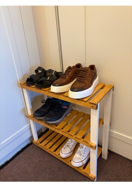 Ahşap Ayakkabılık 3 Katlı Ahşap Raf modelleri