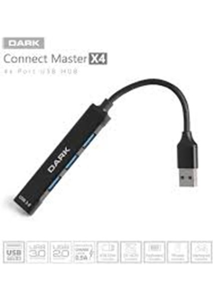 Dk Ac USB34A 4 Port USB Hub Usa-A 1xusb-A3.0 3xusb-A2.0