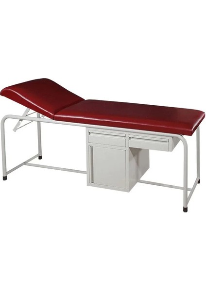 Dolap ve Çekmeceli Muayene Masası| Sac, Sabit Ayaklı, 4 Kademeli Baş Ayarlı E-202/A