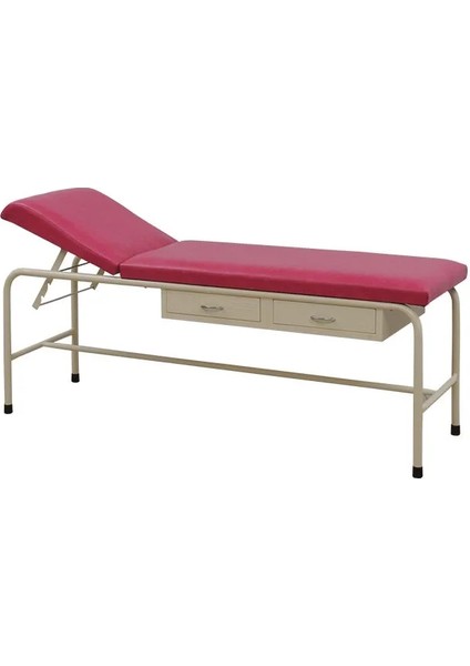 Muayene Masası | 2 Metal Çekmeceli, Sabit Ayaklı, 4 Kademeli Baş Ayarlı, Antibakteriyel Döşemeli E-202/B