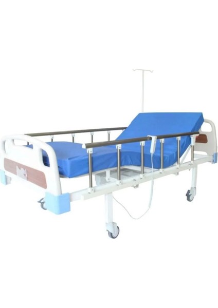 2 Motorlu Tabanca Korkuluklu Hasta Karyolası | Krom Yan Korkuluklu ve Kumandalı Kullanım