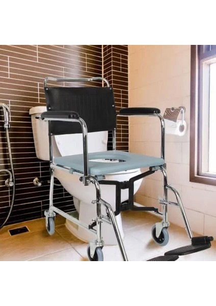 Klozetli Banyo Tekerlekli Sandalyesi | Katlanabilir, Paslanmaz ve 120 kg Taşıma Kapasiteli fiyatları