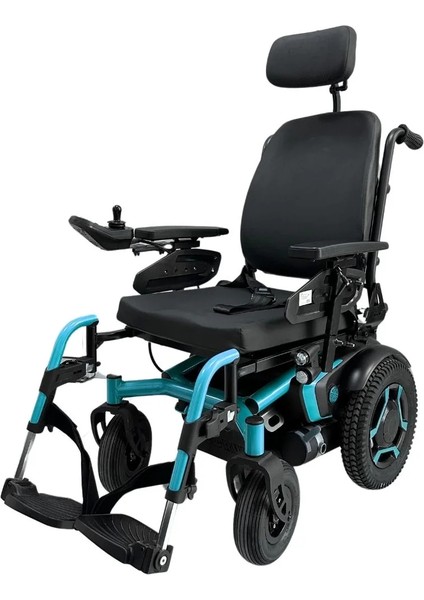 Poylin Fonksiyonel Akülü Tekerlekli Sandalye Mavi | Ayarlanabilir Oturum Genişliği, 45 Km Menzil, Elektromanyetik Fren P267
