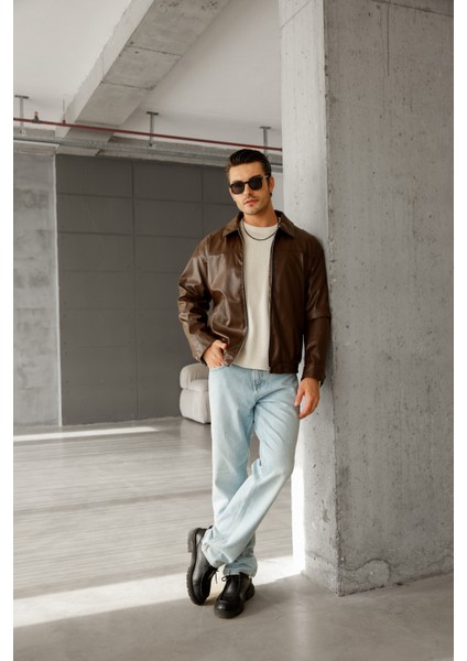 Oversize Unisex Içi Kürklü Deri Ceket