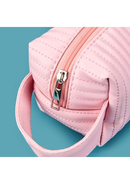 Kapitone Kozmetik Çantası - Pembe - 18X10 cm fırsatları