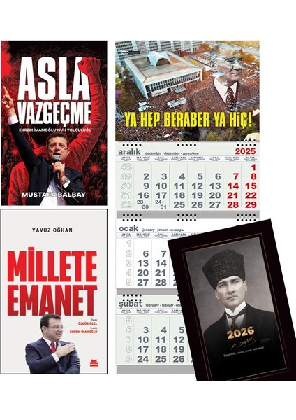Asla Vazgeçme ve Millete Emanet ve Gemici Duvar Takvimi-Yhbyh - Kalpaklı 2026 Ajanda