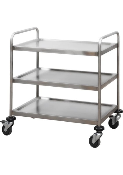 Üç Katlı Paslanmaz Çelik Malzeme Arabası | Endüstriyel Taşıma ve Servis Arabası E-261/A