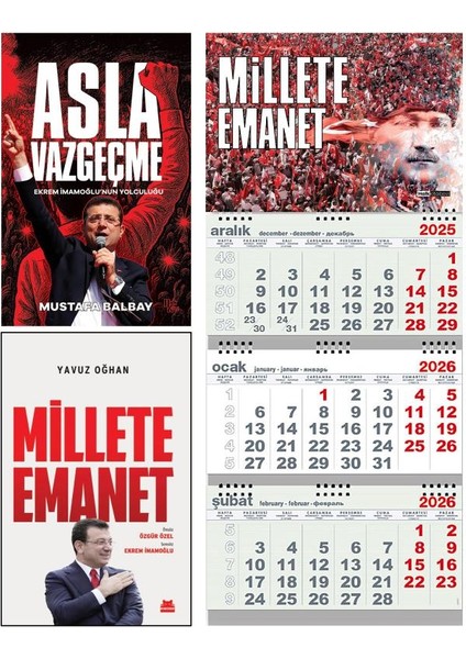 Asla Vazgeçme ve Millete Emanet - Gemici Duvar Takvimi-Me