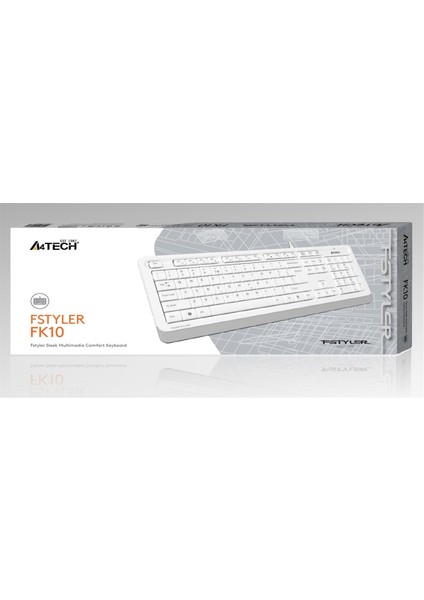 A4 Tech FK10 Q USB Fsytyler Beyaz Tr Fn-Mmedya Klavye