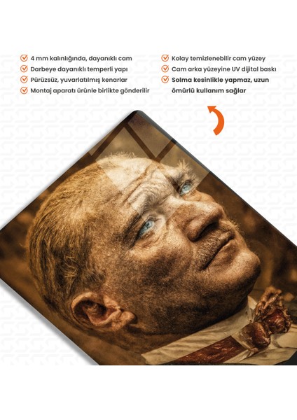Zamanın Ötesinde Bir Lider - Mustafa Kemal Atatürk Cam Tablo modelleri