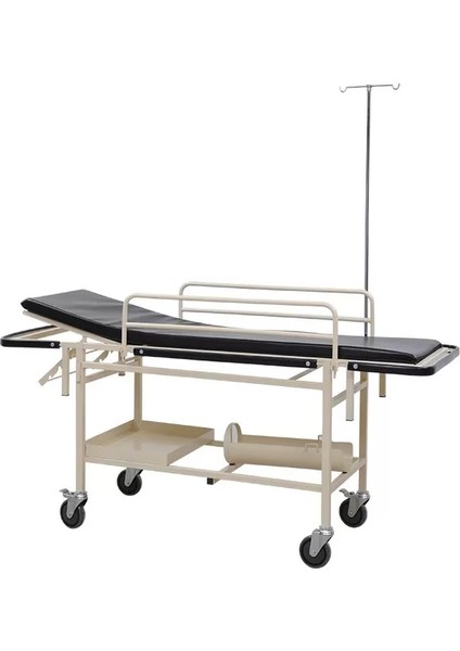 Küçük Teker Sedye | Antibakteriyel Minderli, Abs Tekerlekli, Serum Askılı ve Malzeme Bölmeli E-212