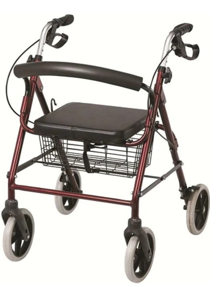 Poylin Ekonomik Rollatör | Katlanabilir Yapı, Oturma Alanı, Taşıma Sepetli P580
