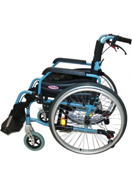 Poylin Alüminyum Hafif Tekerlekli Sandalye | Katlanabilir Çift Makaslı Şase, Çıkarılabilir Teker ve Ayaklık, Anti-Tipper Destekli P957 fiyatları