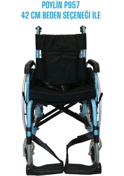 Poylin Alüminyum Hafif Tekerlekli Sandalye | Katlanabilir Çift Makaslı Şase, Çıkarılabilir Teker ve Ayaklık, Anti-Tipper Destekli P957 indirimleri