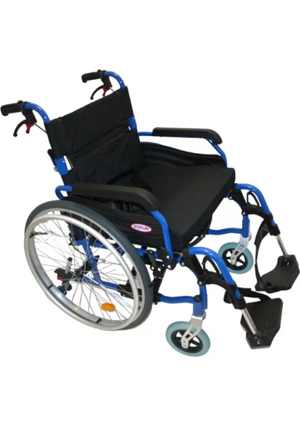 Poylin Alüminyum Hafif Tekerlekli Sandalye | Katlanabilir Çift Makaslı Şase, Çıkarılabilir Teker ve Ayaklık, Anti-Tipper Destekli P957