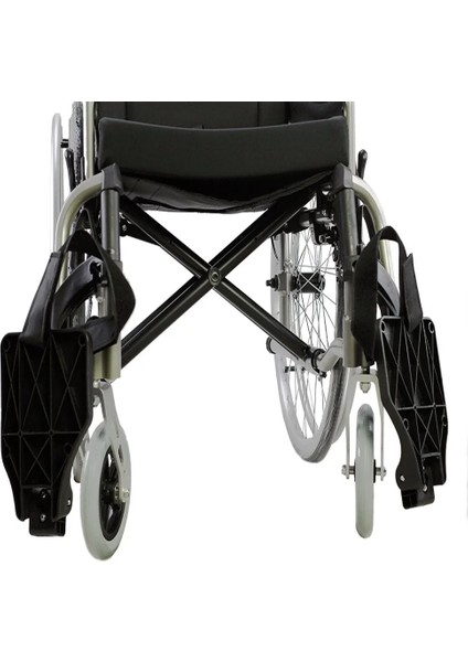 Poylin Alüminyum Hafif Tekerlekli Sandalye | Katlanabilir Çift Makaslı Şase, Çıkarılabilir Teker ve Ayaklık, Anti-Tipper Destekli P957