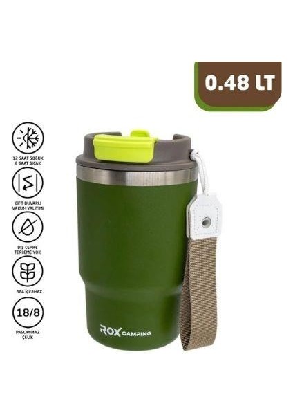 Camping 0194 Pipetli Kahve Termosu 0.48 Lt - Yeşil