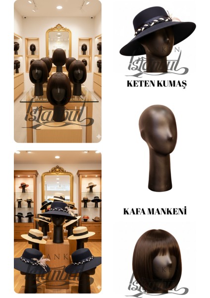 Siyah Renk Polyester Kafa Mankeni Aksesuar Mankeni Şapka Mankeni Peruk Mankeni