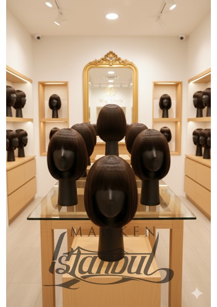 Siyah Renk Polyester Kafa Mankeni Aksesuar Mankeni Şapka Mankeni Peruk Mankeni modelleri