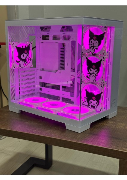 Gametech Kuromi Karakterli 7 Argb Fanlı Akvaryum Kasa Beyaz