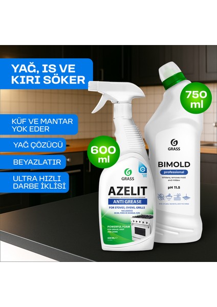 Ultra Anında Efekt 2'li Set Azelit Yağ Çözücü 600 ml & Bimold Beyazlatır 750 ml