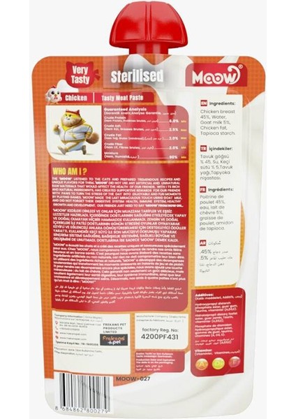 Taze Tavuklu&keçi Sütlü Sterilised Kedi Et Ezmesi 90GR fiyatları