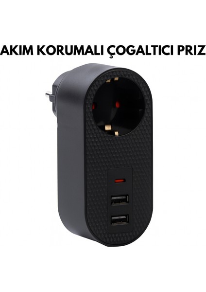 Tek Prizli 2 Usb-A + 1 Type-C Hızlı Şarj Çoklu Priz Adaptörü – Kompakt Tasarım, Yüksek Performans