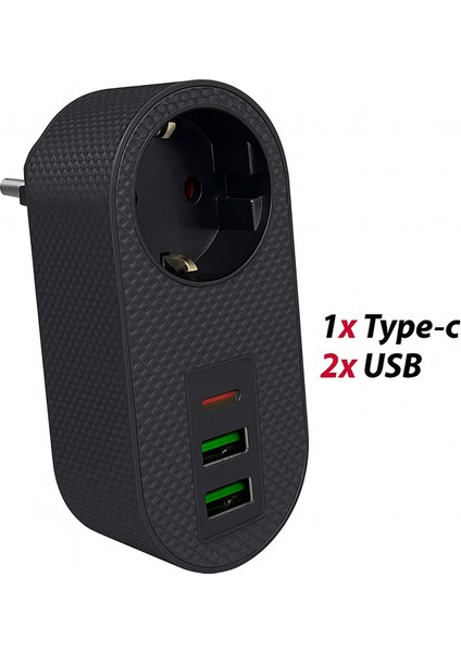 Tek Prizli 2 Usb-A + 1 Type-C Hızlı Şarj Çoklu Priz Adaptörü – Kompakt Tasarım, Yüksek Performans modelleri