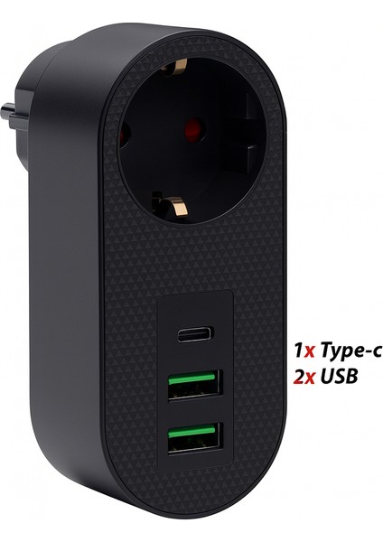 Tek Prizli 2 Usb-A + 1 Type-C Hızlı Şarj Çoklu Priz Adaptörü – Kompakt Tasarım, Yüksek Performans fırsatları