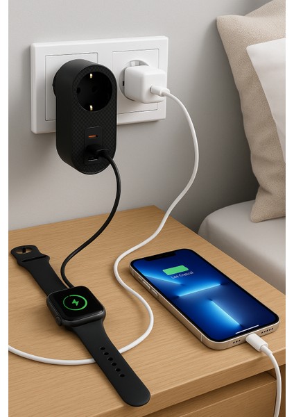 Tek Prizli 2 Usb-A + 1 Type-C Hızlı Şarj Çoklu Priz Adaptörü – Kompakt Tasarım, Yüksek Performans