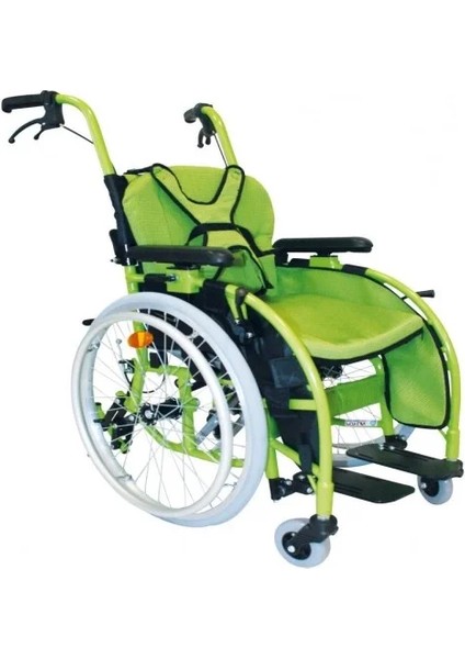 Poylin Tekerlekli Çocuk Sandalyesi | Katlanır Alüminyum ve Refakatçi Frenli, Anti-Tipper, 12 kg P981